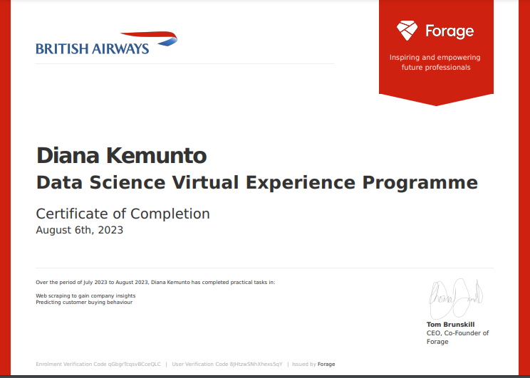 British Airways Certificate